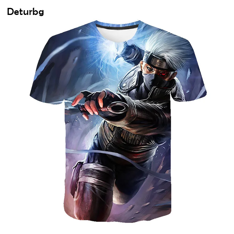 6XL 2019 Летняя мужская Наруто Какаши 3D печать футболка с коротким рукавом забавная