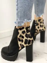 LAPOLAKA/2019 г. леопардовая Ins на толстом каблуке ботильоны модные дизайнерские Обувь на высоком каблуке обувь Для женщин женская обувь