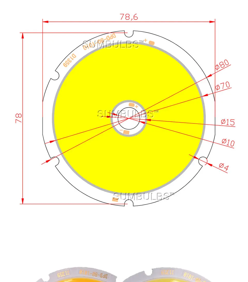80mm Diameter Round COB LED Chip On Board 50W Light Source for DIY LED map Bulb Warm Cool White DC 30-33V (1)