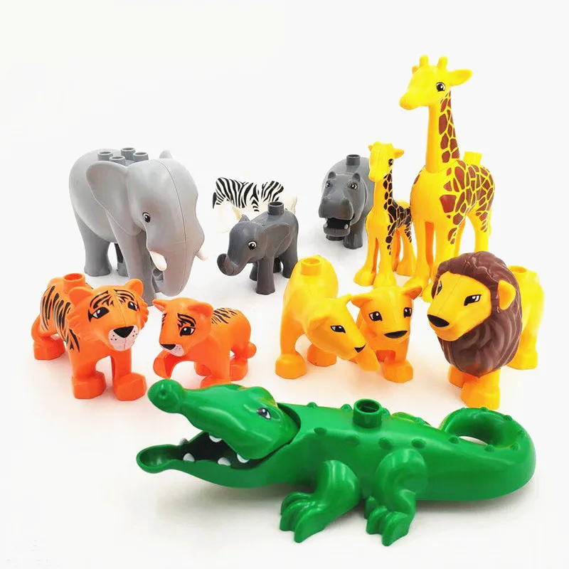 

Single Sale Diy Big Size Brick Accessories Animals Zoo Zebra Elephant Blocks Toy Compatible with Legoingly Duploed Parts