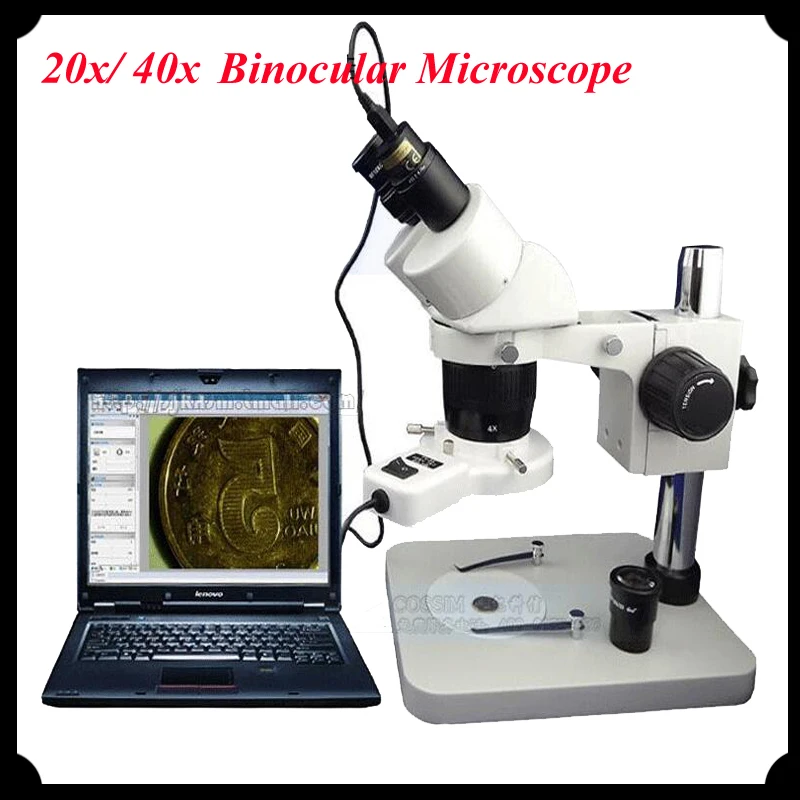 

20x/40x Binocular Stereo Microscope Continuous Zoom Adjustable Lift Stand 60LED Lamp for Phone Repair Jeweler Appraisal SRD-2040