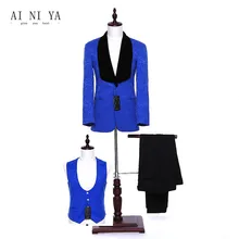 Buy Jacket+Pants+Vest Royal Blue Floral Womens Business Suits Slim Office Uniform Style Ladies Formal Work 3 Piece Suits Custom Made Free Shipping