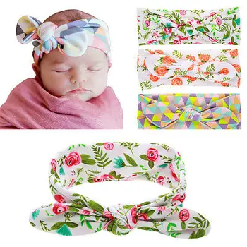 

Newborn Infant Baby Kids Girl Headwear Floral Print Popular Pretty Girl Bow Headband Cute Princess Hairwear Trendy Headwear
