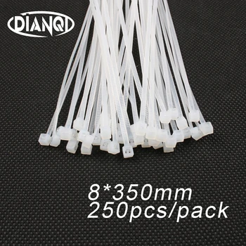 

250pcs 8mm*350mm 7.6mm Self locking Nylon Cable Ties White color Plastic Zip Tie wire binding wrap straps UL Certified