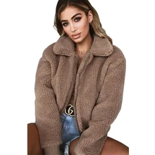 Искусственное меховое пальто женское плюшевое пальто куртка Мягкая Плюшевая куртка черное пальто размера плюс Осень Зима молния овечья шерсть плюшевое меховое пальто