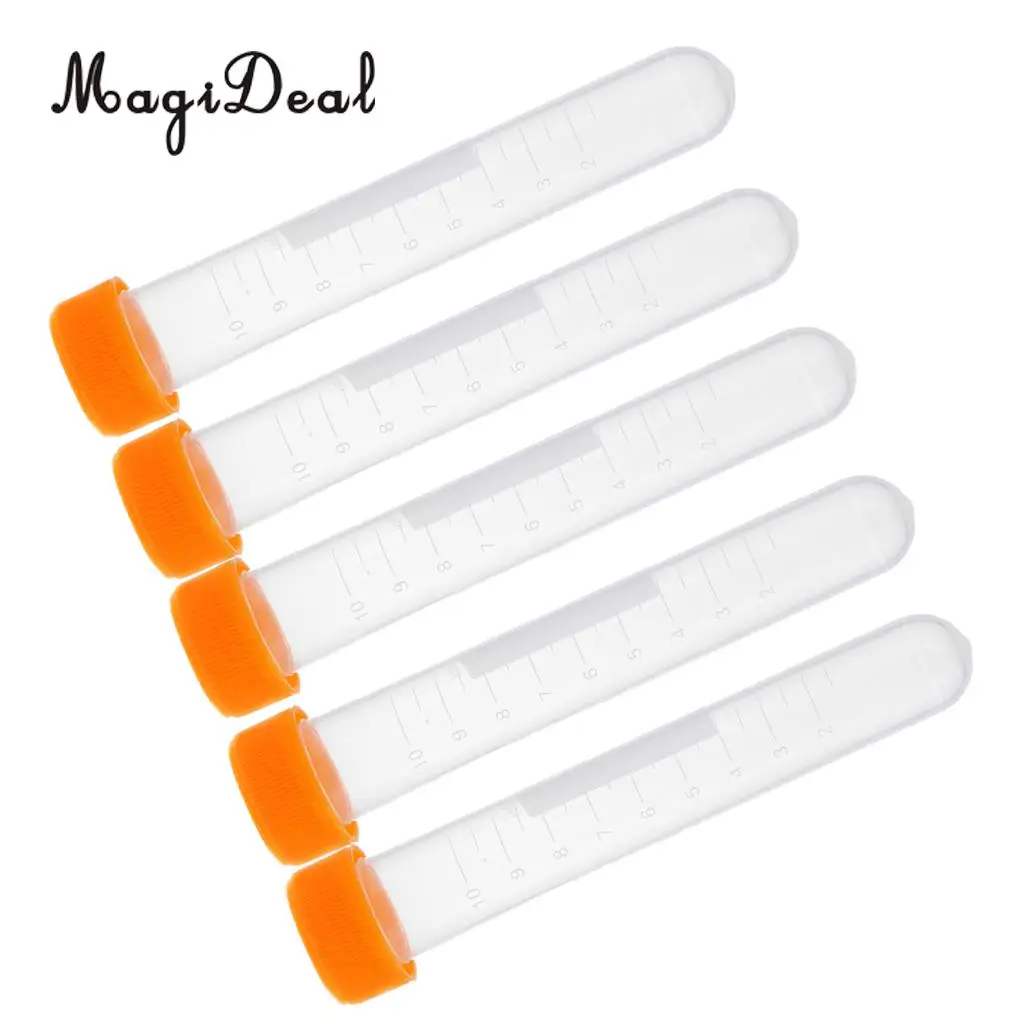 5Pcs Round Clear Knitting Sewing Needles Storage Tubes For Beads Container with Scales