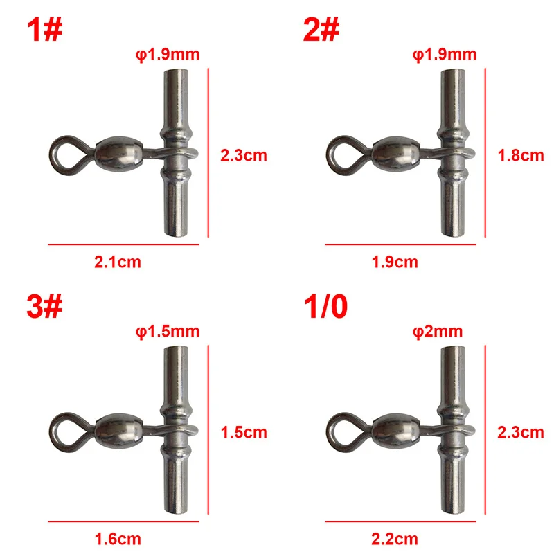 10pcs Cross Line Crane Fishing Swivel Brass Tube Cross-line Crane Swivels Connector With Solid Ring Size 1 2 3 1/0 2/0