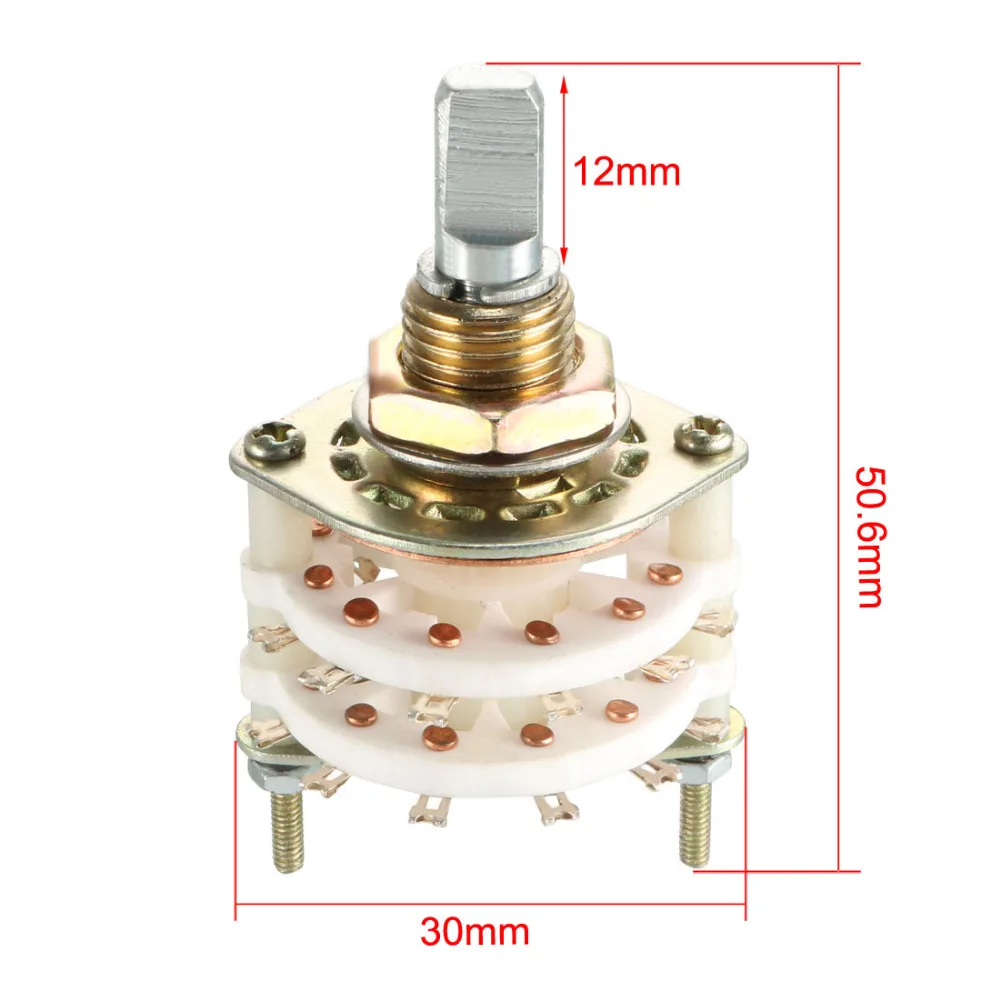 Details about   4P4T 4P5T 4P8T 4P11T 4 Pole 4-11 Position Band Channel Rotary Switch Selector 