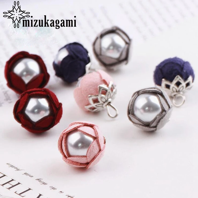 

South Korean Suede Fresh Receptacle Pearl Fringes Charms 10pcs/lot For DIY Fashion Drop Tassel Earrings Making Jewelry