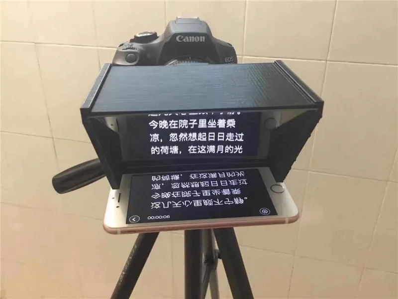 Смартфон Teleprompter для Canon Nikon sony камера фотостудия DSLR для Youtube интервью Teleprompter видеокамера - Цвет: Черный