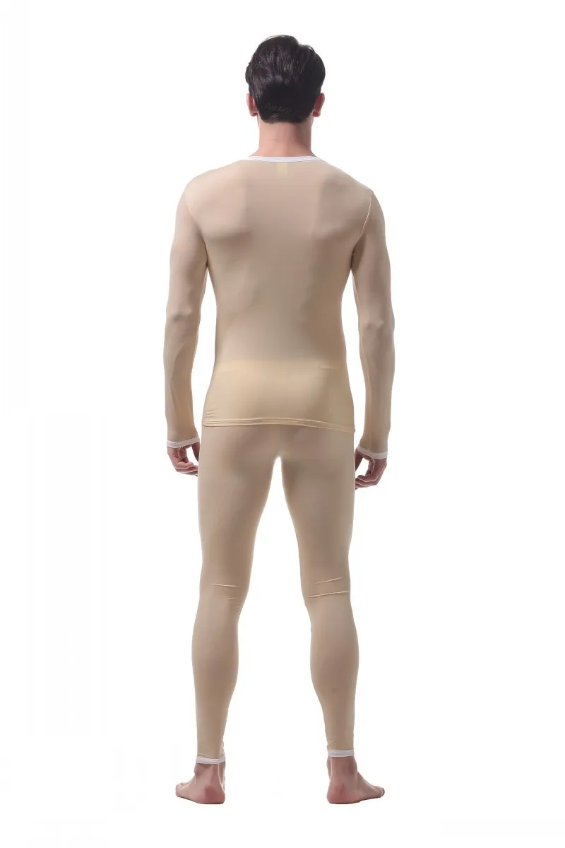 HNMCHIEF Мужская пижама ультра-тонкий шелк мужское теплое нижнее белье костюм мужские кальсоны набор плотно облегающий комплект нижнего белья