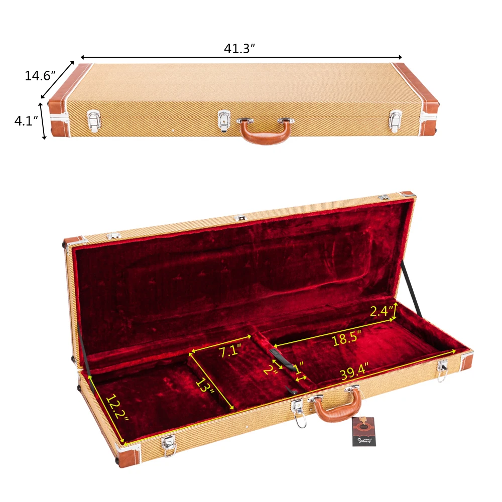 

High Grade Electric Guitar Hard Shell Case Square Hard Case Flat Yellow Color Guitar Box Distribution For USA Market