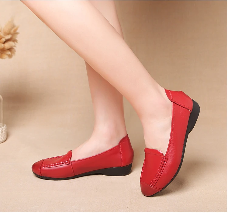 ZZPOHE/Женская обувь на плоской подошве из натуральной кожи; сезон весна-осень; модная женская мягкая повседневная обувь на плоской подошве; Женская рабочая обувь на плоской подошве; обувь для мам