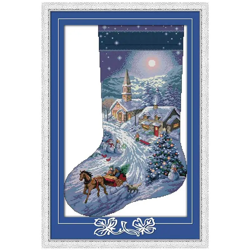 

oneroom Christmas stocking Patterns Counted Cross Stitch 11CT 14CT Cross Stitch Set Wholesale Cross-stitch Kit Embroidery