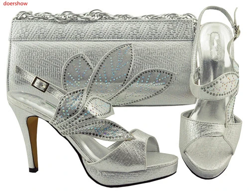 silver grey shoes and handbags