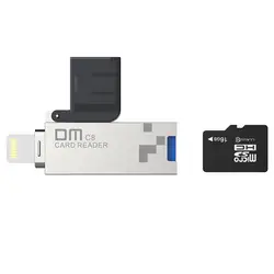 DM CR008 Lightning Micro SD/TF OTG Card Reader USB 3.0 мини Картридер для iPhone 6/7 /8 Plus Ipod IPAD OTG картридер