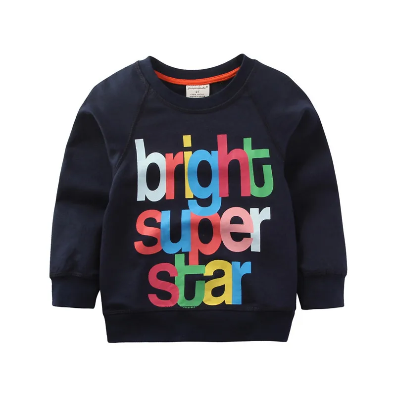 Letter Printing Children Boys Autumn Cotton T-shirt Clothing For 2016 New Jumpingbaby Brand Kids Teenage Full Sleeve Sweatshirt 06
