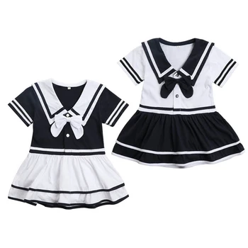 

Newborn Kids Baby Girls Fashion Summer Dress Navy Style Casual Cotton Lovely Girl Clothes 2018 Summer Girl Costume Outfits