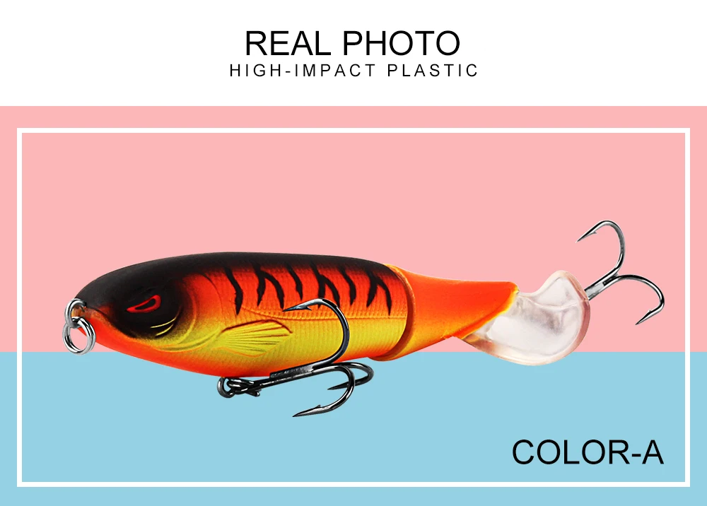 Spinpoler Whopper Popper Minnow Fishing Lure Hard Bait 10cm 13g Plopper Soft Rotating Tail Topwater Bass Sea Fishing Tackle  (6)