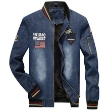 Новые мужские джинсы куртка с флисовой мужской моды Винтаж письмо печать плюс бархатные толстые теплые парки Пальто для будущих мам Inverno