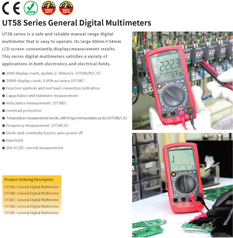 UNI T ut58aut58but58dut58cut58e gama manual multímetro digital