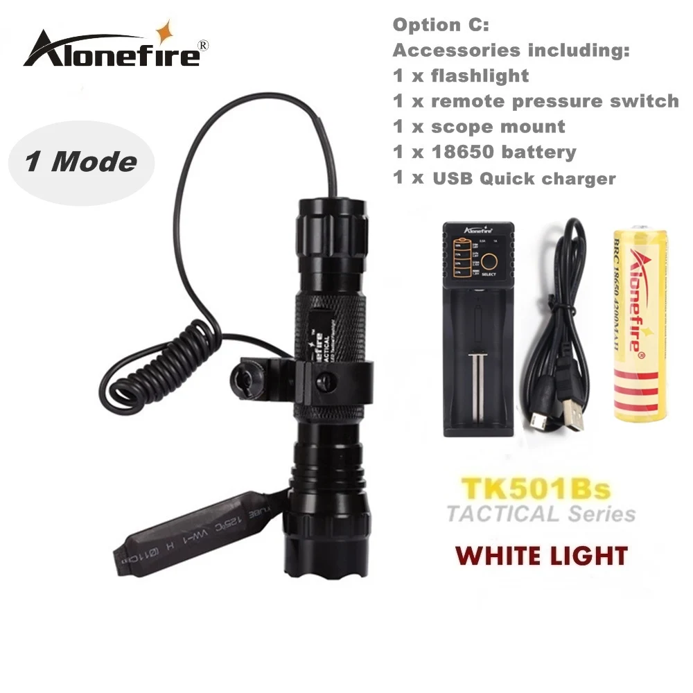Розовый Alonefire Cree светодиодный тактический вспышки светильник XM-L2 U3 светодиодный 501B фонарь 20 мм крепление страйкбол прицел ружья светильник 18650 батарея - Цвет: Розовый