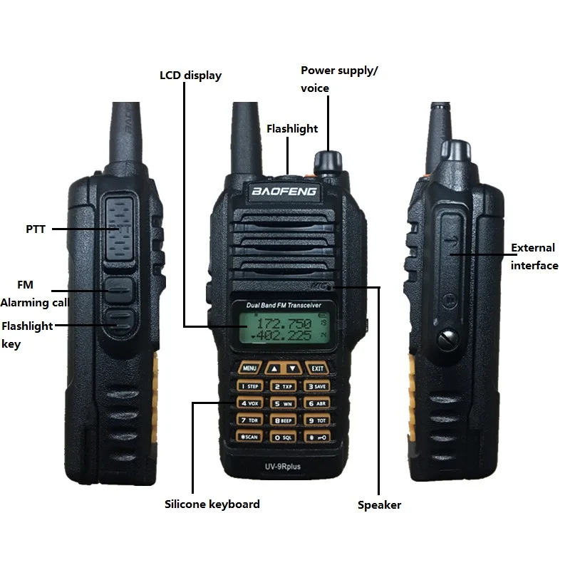 BAOFENG UV-9R плюс 10 W 4800 mAh Walkie Talkie 10 км Водонепроницаемый УВЧ УКВ радиостанция портативный любительский радиопередатчик станции КВ трансивер сканер рации 9r портативная Радиостанция 10 км