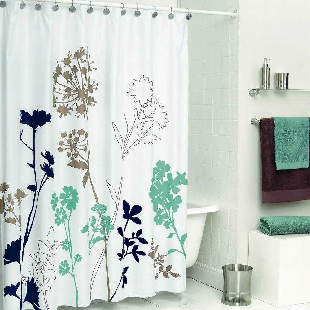 Silhouette Flower Shower  Curtain  Mildew Resistant Fabric  