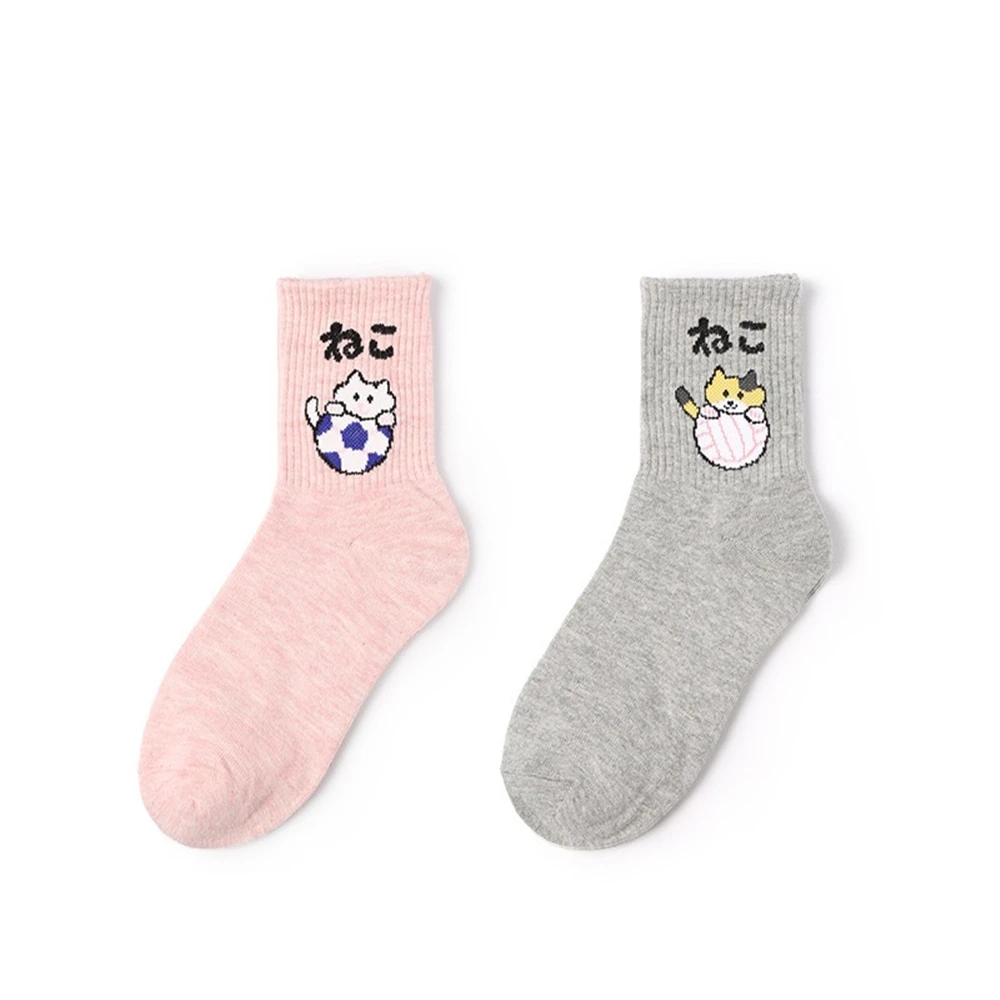 

Women's cotton socks Japanese college wind small fresh cute cat pattern crew socks Harajuku wind fun cartoon pattern happy socks