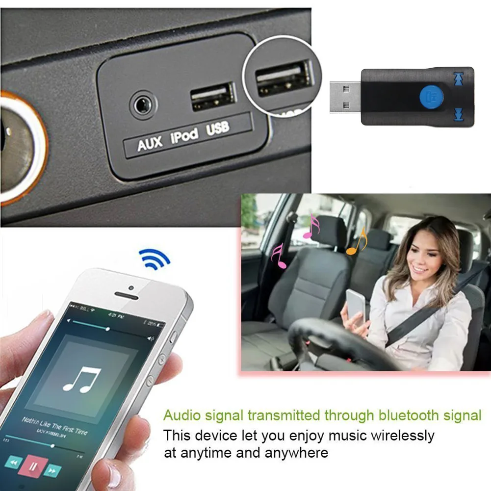 

New Car Bluetooth Handsfree Kit MP3 Music Audio Receiver 3.5mm Port AUX A2DP Stereo for Speakers DOM668