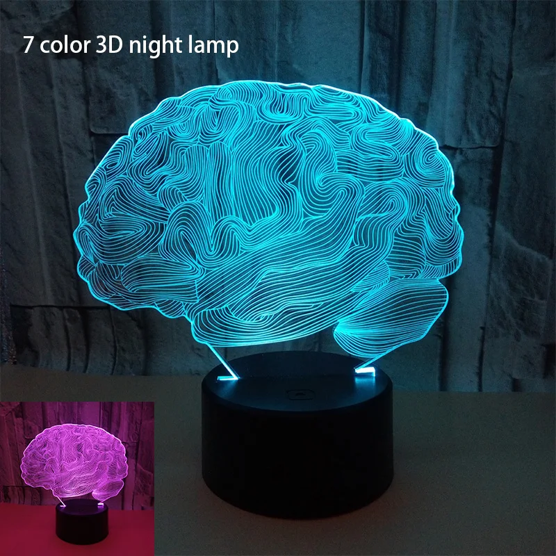 

3d Brain Shape Light Fixtures Colorful Bedroom Bedside 3d Small Night Light Customized Valentine Day Gift Kids Lamp