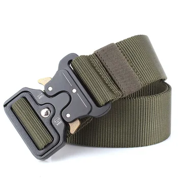 

Men Canvas Belt Metal Insert Buckle SWAT Military Equipment Knock Army Belt Mens Heavy Duty Soldier Combat Tactical Belts 3.8cm