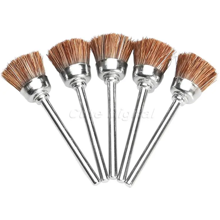 5x 3mm Shank Brown Soft Nylon Polishing Cup Brush Wheels Metal Buffing Polishing Dremel Rotary Tool Accessories