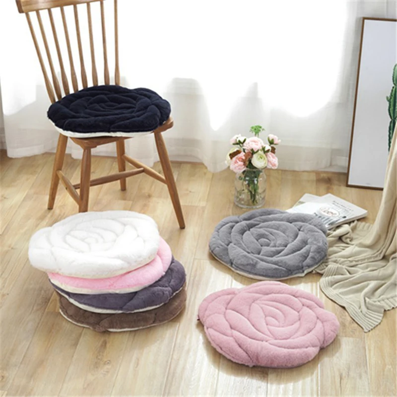 Comfortable Cushion Rose Cushion Office Chair Cushion Autumn And Winter Tatami Warm Plush Padded Cushion