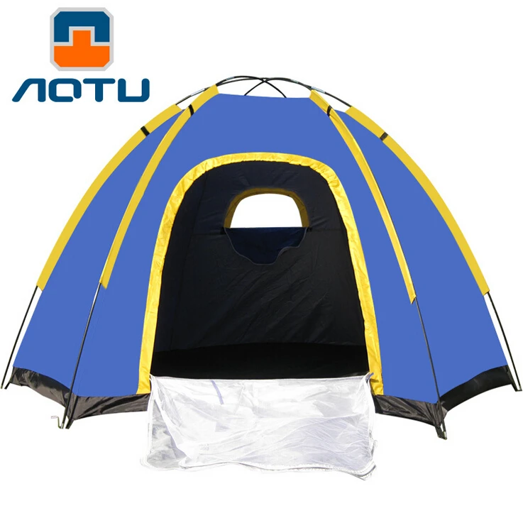 AOTU Открытый Гексагональной палатка для 3-4 человек Водонепроницаемый УФ портативный путешествия пляж палатка