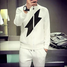 2017 High Quality Autumn and Winter Men’s Casual Clothing Korean Slim Lightning Baseball Jacket Sweater Men’s Sets Hip Hop