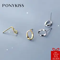 PONYKISS Мода 100% Серебро 925 пробы простой тонкий O Форма серьги Для женщин Подвеска-амулет для вечеринки аксессуар День рождения шикарный