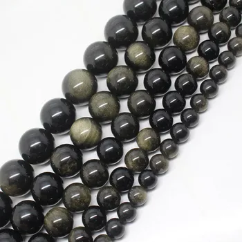

Mini. order is $7!8-16mm Natural Gold Obsidian Round DIY Loose Beads 15"