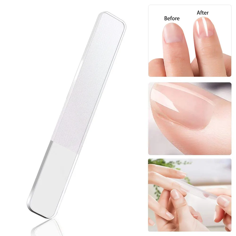 

1pc Transparent Glass Nail Files Nail Art File Nail Buffer Sandpaper Slim Shape Available Manicure Pedicure Nail