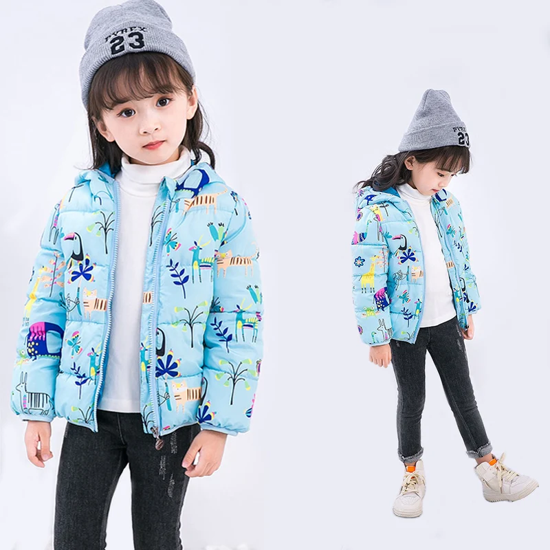 

Girls Autumn Winter Baby Boys Warm Jacket Graffiti Colorful Cartoon Children Clothing kids Short Cotton Coat Outerwear Hoodies