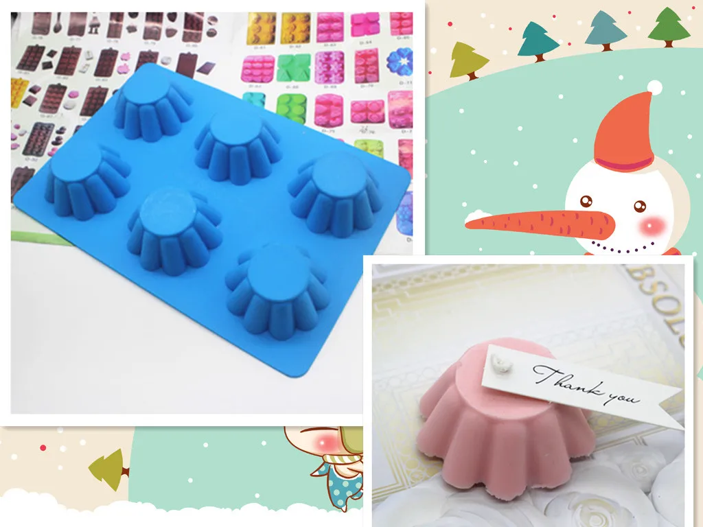 Connected Silicone Molds for Candle making Jelly Cake Soap DIY 3d Flowers snowflakes Mold