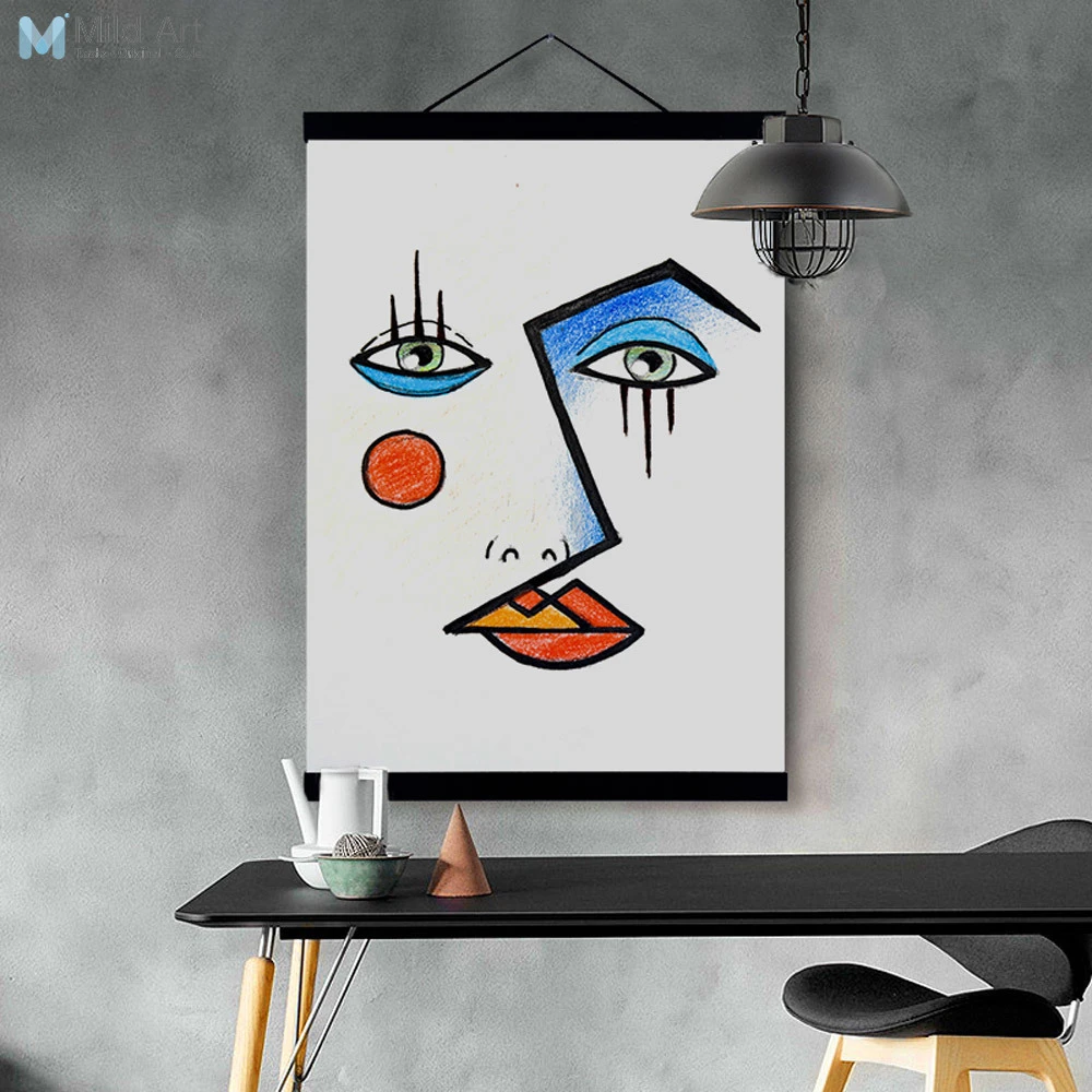 Contemporary Abstract Face Picasso Poster And Print Wooden Framed Canvas Painting Living Room Home Decor Wall Art Picture Scroll Abstract Face Painting Modernmodern Living Room Aliexpress