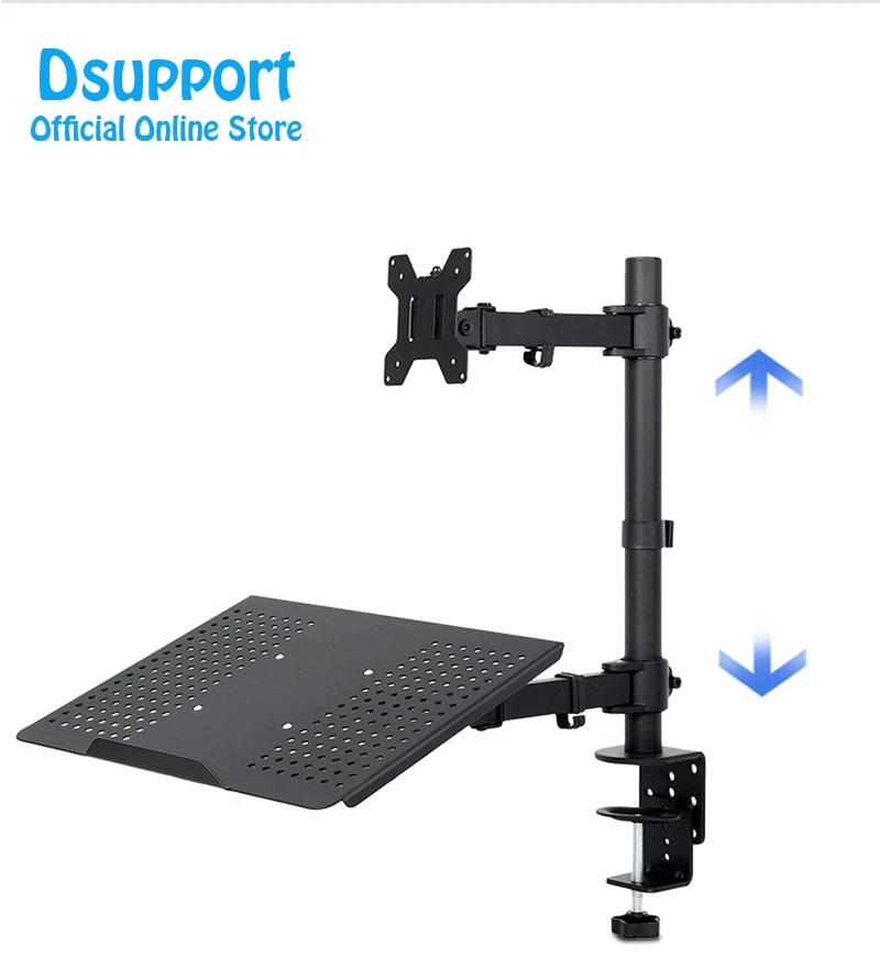 Полное движение 1"-27" монитор держатель кронштейн для ноутбука лоток крепление 2 в 1 свободный подъем поворотный дисплей стенд загрузка 9,9 кг