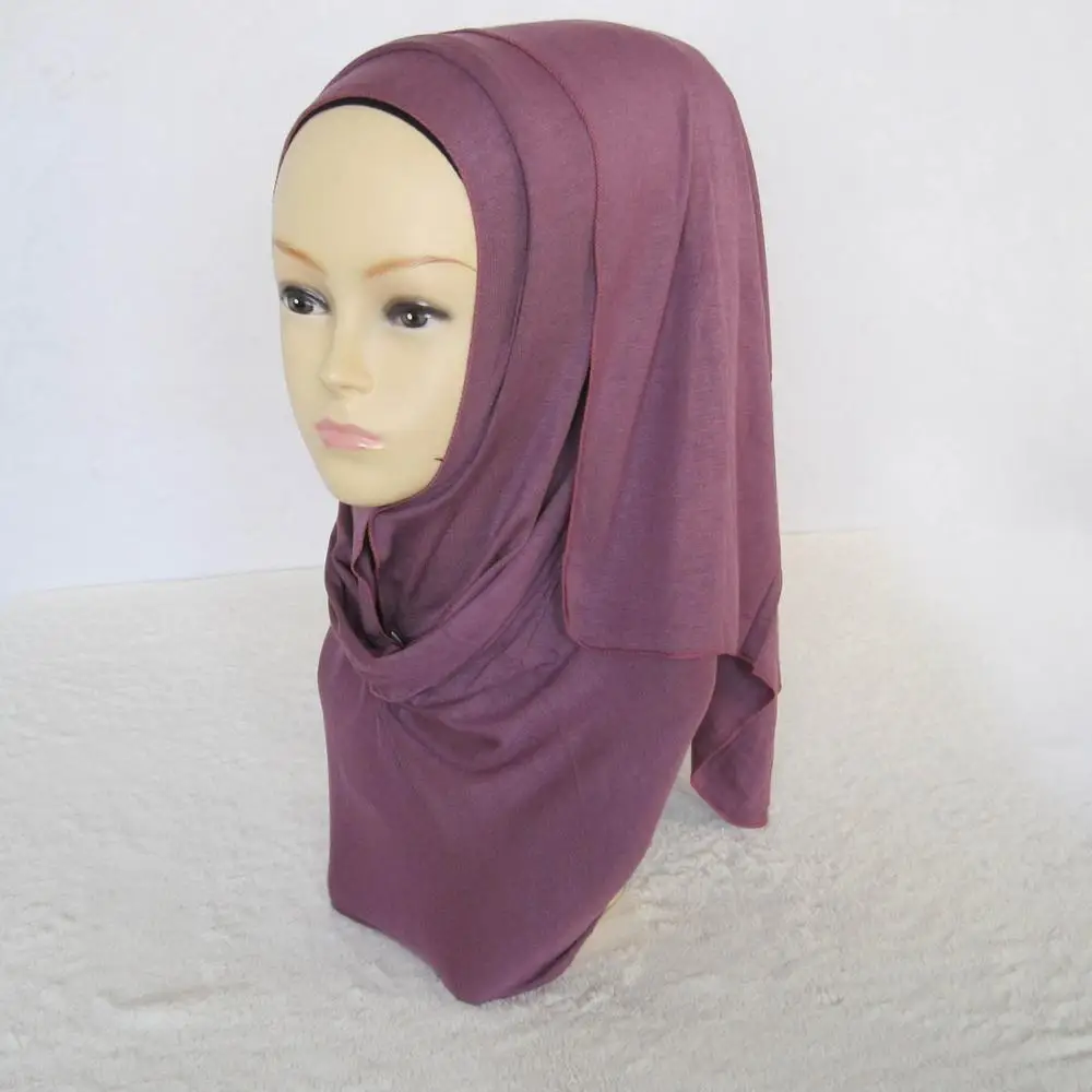 Последний дизайн производитель мусульманский хлопок сплошной равномерный цвет хиджаб из Джерси шарф для головы длинные шарфы - Цвет: color 22