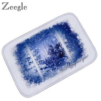 

Zeegle Christmas Snowflake Printed Flannel Door Mat Non-slip Carpet Mat Outdoor Door Mat Bedroom Carpet Rug