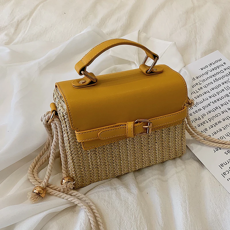 

Elegant Female Tote bag Summer New High Quality Straw Women's Designer Handbag Travel Shoulder Messenger bag Bolsos Mujer X1-92