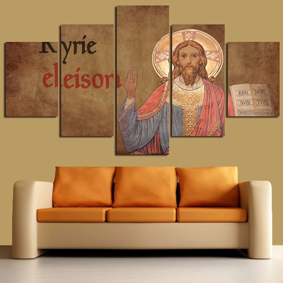 

Wall Art HD Prints Home Decoration Jesus 5 Pieces Religious Canvas Painting Bedside Background Modular Pictures Artwork Poster