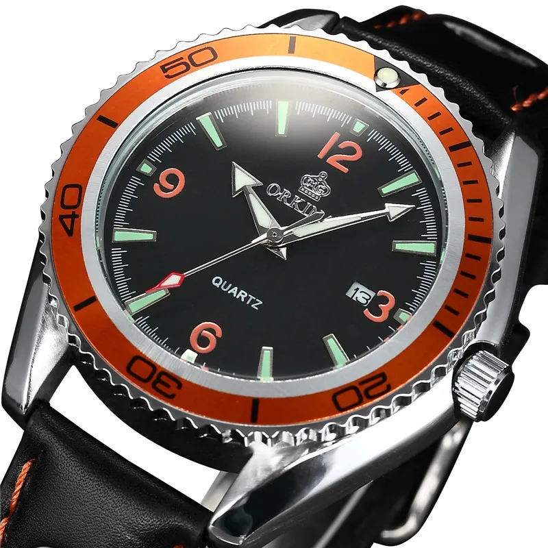 MG ORKINA Fashion Casual Mens Watch Rotatable Bezel Reloj Hombre Japan Miyota Movement Clock Men Analog