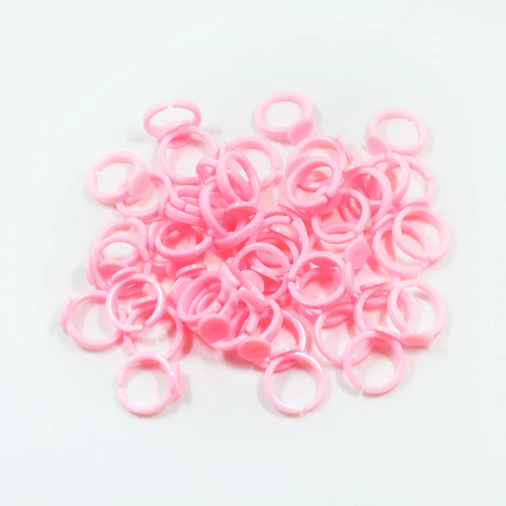 50 Piece 14mm Pink Plastic Children Adjustable Ring Base for Making toys Kids Crafts DIY Kids Jewelry Ring 