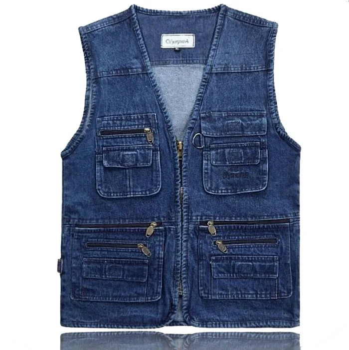 Goede Nieuwste Vest Ontwerpen Voor Mannen Jeans Denim Vesten Mannelijke Met Multi Pockets Fashion Vest Mannen Mouwloze Jas Vissen Vest, GA140